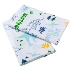 Многоразовые пеленки Крошка Я Dino, 120х73 см, 2 шт (4482689) белый/синий/зеленый