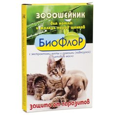 БиоФлоР ошейник от блох и клещей с экстрактами мяты, кавказской ромашки и пихтовым маслом для котят и щенков, 25 см
