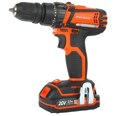 Аккумуляторная дрель-шуруповерт PATRIOT BR 203UES Li-Ion 2 А·ч 20 В х2 кейс 30 Н·м оранжевый/черный Патриот