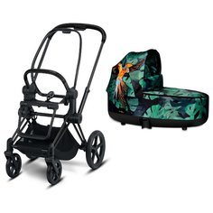 Коляска для новорожденных Cybex Priam III Koi/Rebellious/Anna K/Birds of Paradise/JS (люлька) birds of paradise/matte black, цвет шасси: черный