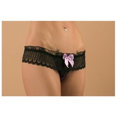 Le Cabaret Трусы стринги низкой посадки, размер M, черный/розовый