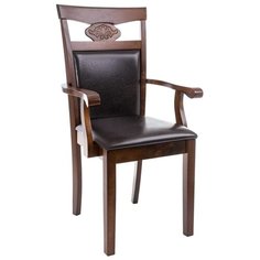 Стул Woodville Luiza с подлокотниками, дерево/искусственная кожа, цвет: dirty oak/dark brown