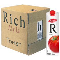 Сок Rich Томат, с крышкой, без сахара, 1 л, 12 шт.