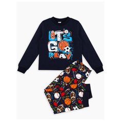 Пижама Веселый Малыш размер 92, черный/белый/красный