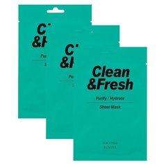 Eunyul тканевая маска Clean & Fresh для очищающего и увлажняющего эффекта, 22 мл, 3 шт.