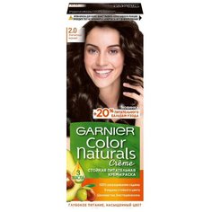 GARNIER Color Naturals стойкая питательная крем-краска для волос, 2.0, Элегантный Черный