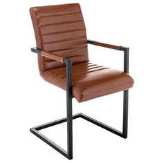 Стул Woodville Mix с подлокотниками, металл/искусственная кожа, цвет: коричневый