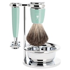 Набор MUHLE Intro Rytmo с чашей смола подставка, помазок, Т-образная бритва ,мятный