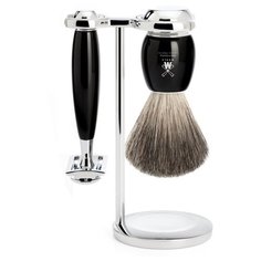 Набор MUHLE Intro Vivo смола подставка, помазок, Т-образная бритва ,черный