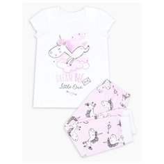 Пижама Веселый Малыш размер 134, белый/розовый