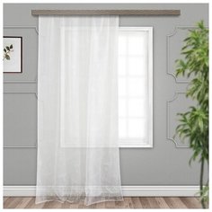 Тюль Witerra с резиновым рисунком Цветы на ленте 260 см белый