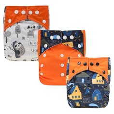 Hisprout подгузник с картинками (3-15 кг) 3 шт. оранжевый
