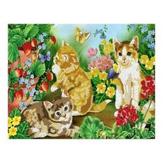 Рыжий кот Картина из пайеток Котята в цветах SP40003