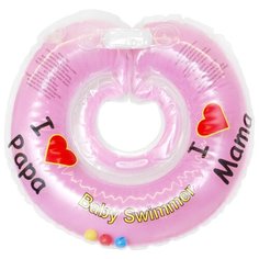 Круг на шею Baby Swimmer 3m+ (6-36 кг) Я люблю, с погремушкой розовый