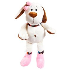 Мягкая игрушка ABtoys Собака с розовым бантом 17 см