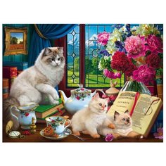Рыжий кот Картина по номерам "Котята и чаный сервиз" 40х50 см (Х-8096)