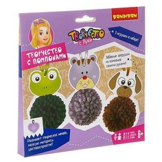 BONDIBON Набор для творчества с помпонами Забавные зверушки собака, лягушка, кошка (ВВ2689)