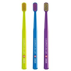 Зубная щетка Curaprox CS 5460 Ultra Soft, зеленый / синий / фиолетовый, 3 шт.