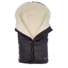 Конверт-мешок Nuovita Siberia Lux Bianco меховой 90 см черный