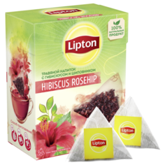 Чайный напиток красный Lipton Hibiscus Rosehip в пирамидках, 20 шт.
