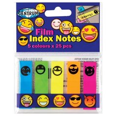 CENTRUM Стикеры-индексы Смайлы 5 цветов х 25 шт, 45х12 мм (87012) голубой/розовый/желтый