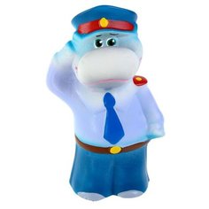 Игрушка для ванной Кудесники Бегемот-полицейский (CИ-514) синий/голубой