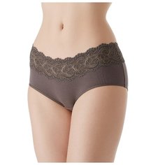 Lowry Трусы бикини средней посадки с кружевным поясом, размер L, коричневый