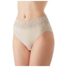 Lowry Трусы слипы макси высокой посадки с кружевным поясом, размер XXXL, бежевый