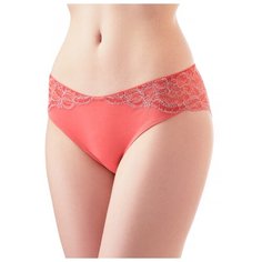 Lowry Трусы бикини средней посадки с кружевом, размер S, коралловый
