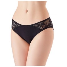 Lowry Трусы бикини средней посадки с кружевом, размер XL, черный