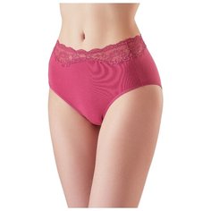 Lowry Трусы слипы макси высокой посадки с кружевным поясом, размер L, темно-розовый