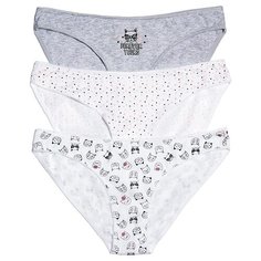 Vis-a-Vis Набор трусов бикини классика низкой посадки, 3 шт., размер L, белый/серый