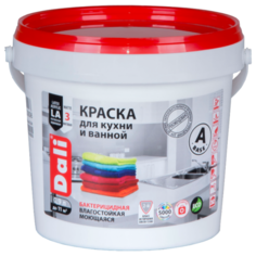 Краска акриловая DALI для кухни и ванной влагостойкая моющаяся матовая 0.9 л