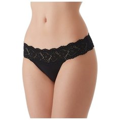 Lowry Трусы стринги средней посадки с французским кружевом, размер XL, черный