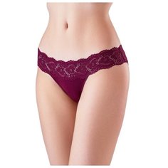 Lowry Трусы танга средней посадки с французским кружевом, размер L, винный