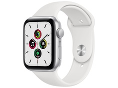 Умные часы APPLE Watch SE 44mm Silver Aluminium Case with White Sport Band MYDQ2RU/A