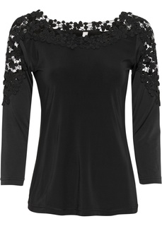 Футболка 3/4 с ажурными вставками Bonprix