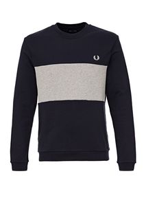 Свитшот из хлопка с контрастной вставкой Fred Perry