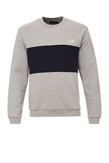 Свитшот из хлопка с контрастно�� вставкой Fred Perry