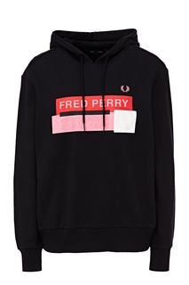 Толстовка из хлопка с принтом и вышивкой Fred Perry