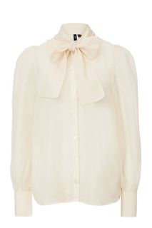 Полупрозрачная рубашка молочного цвета с длинными рукавами Vero Moda