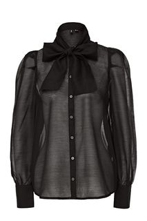 Полупрозрачная рубашка черного цвета с длинными рукавами Vero Moda