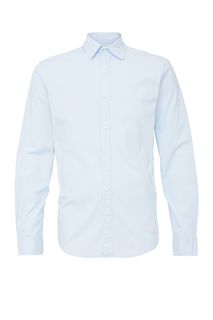 Голубая хлопковая рубашка приталенного кроя Jack & Jones