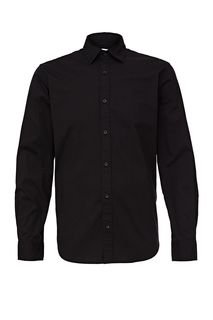 Черная хлопковая рубашка приталенного кроя Jack & Jones