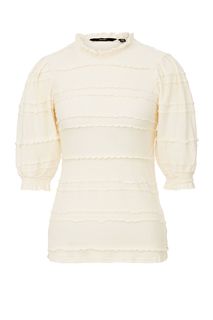 Футболка молочного цвета с объемными рукавами Vero Moda