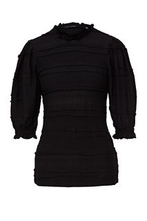 Футболка черного цвета с объемными рукавами Vero Moda