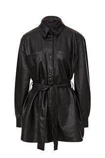 Туника-рубашка из экокожи черного цвета Vero Moda