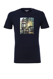 Хлопковая футболка с декоративным принтом Jack & Jones