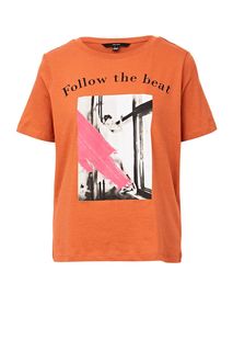 Оранжевая хлопковая футболка с короткими рукавами Vero Moda