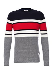 Хлопковый джемпер синего цвета в полоску Jack & Jones